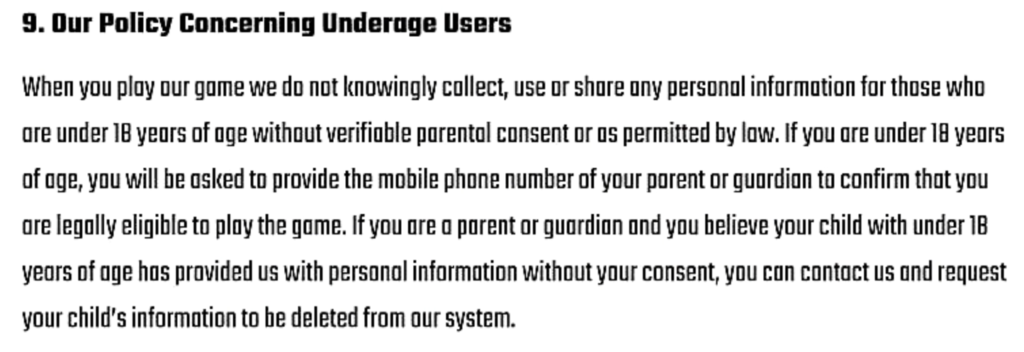 Privacy Policy of Pubg Mobile Battleground Mobile India