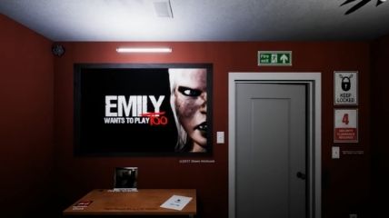 The starting of Emily Wants To Play Too in which game name is written in horror manner.