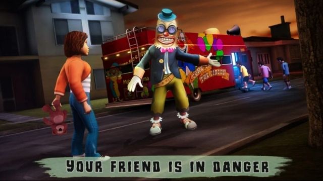 In game screenshot of Grim Face Clown video game.