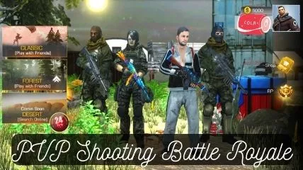 PVP shooting which is an offline game like PUBG showing its lobby with 4 soldiers.