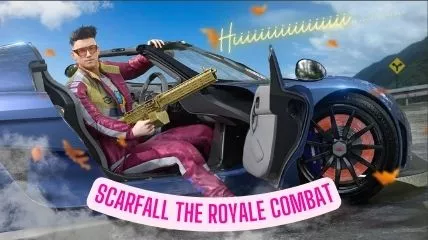 Scarfall The Royale Combat game like pubg mobile in which a cool dude riding a car.