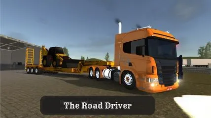 A yellow truck standing on road in The Road Driver