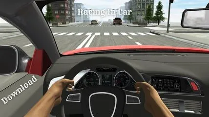 FPP view of a racing car form Racing In Car game