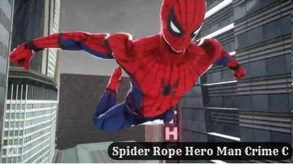 Spiderman is flying after swing with his spiderweb in Spider Rope Hero Man game