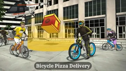 Bicycles on road in Bicycle Pizza Delivery game