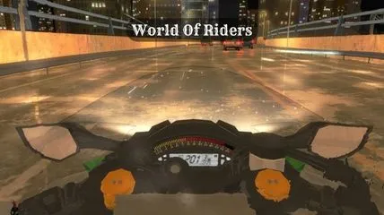 Biker riding a bike  on road at night in World Of Riders android game