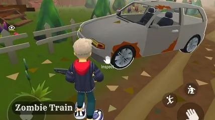 Children collecting materials in Zombie Train game for his survival.