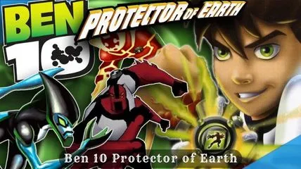 Ben 10 Protector of Earth cartoon game in which real ben's face is also visible
