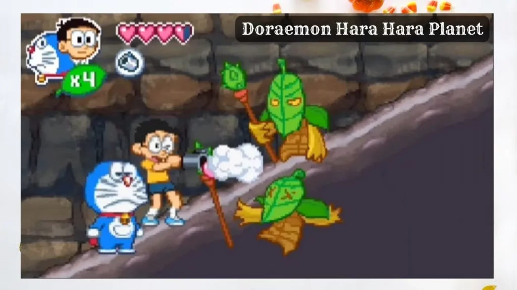 in game snap of Doraemon Hara Hara Planet game.