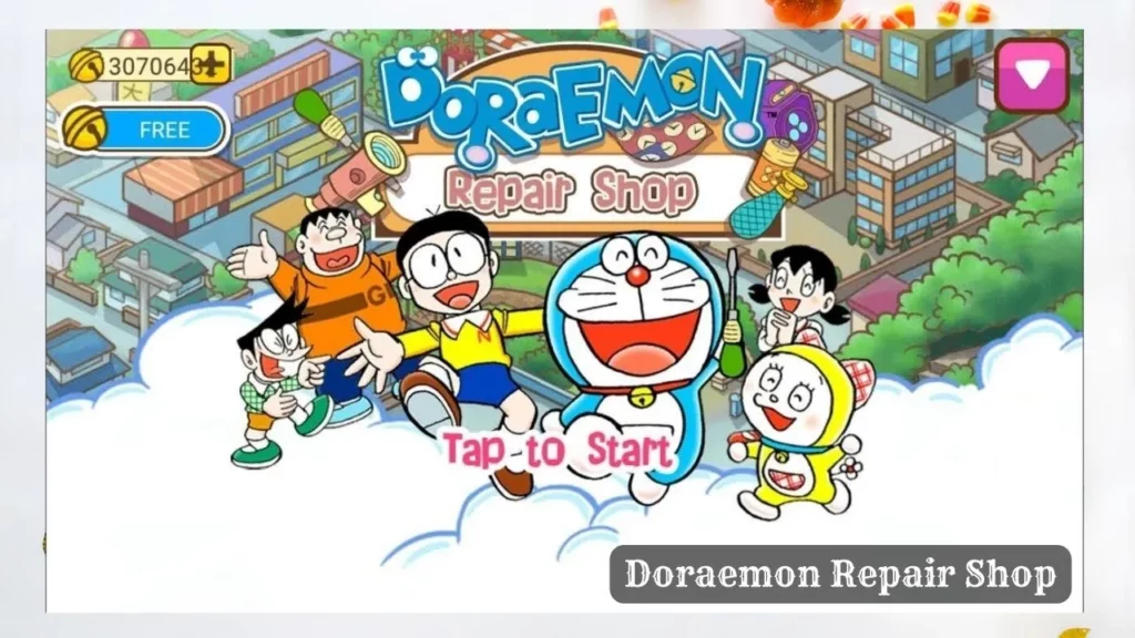 Starting screen of Doraemon Repair Shop game.