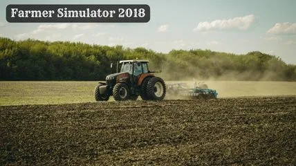 Tractor in the field from Farmer Simulator 2018 game.