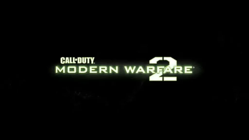 Call of Duty Modern Warfare 2 text with black background.