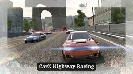 Multiple cars are doing race on road in CarX Highway Racing game.