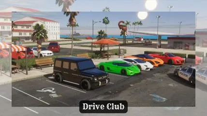 Lamborghini and other cars are in parking in Drive Club game.