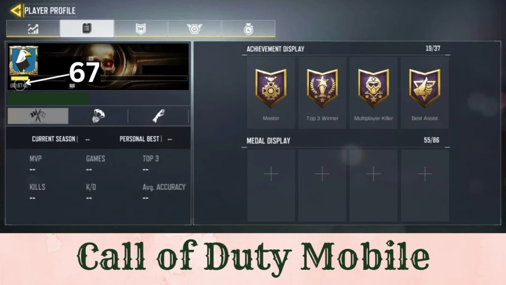 A profile of Call of Duty Mobile user and checking his UID's first two digits is 67 or not.