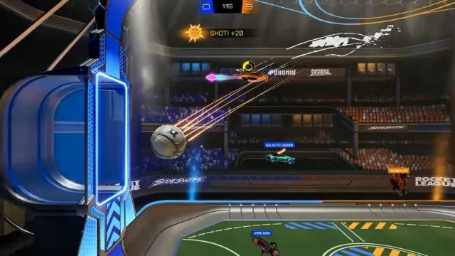 Rocket League Sideswipe football game in which cars are playing instead of human character.