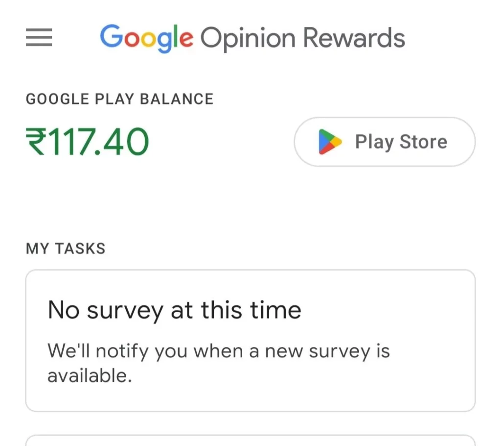 Google opinion rewards app having good money in the account to buy free CP in COD Mobile.