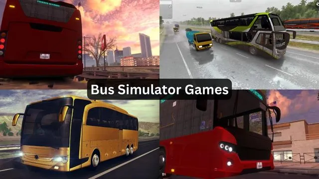 Red, yellow, and white buses in the list of Best bus simulator games for Android.