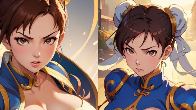 Chun-Li female game character and she is ready to fight.